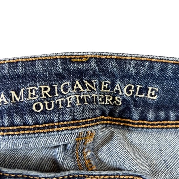 American Eagle Outfitters Kick Boot Jeans Womens Blue Denim Flap Pockets Size 6 - Picture 6 of 6